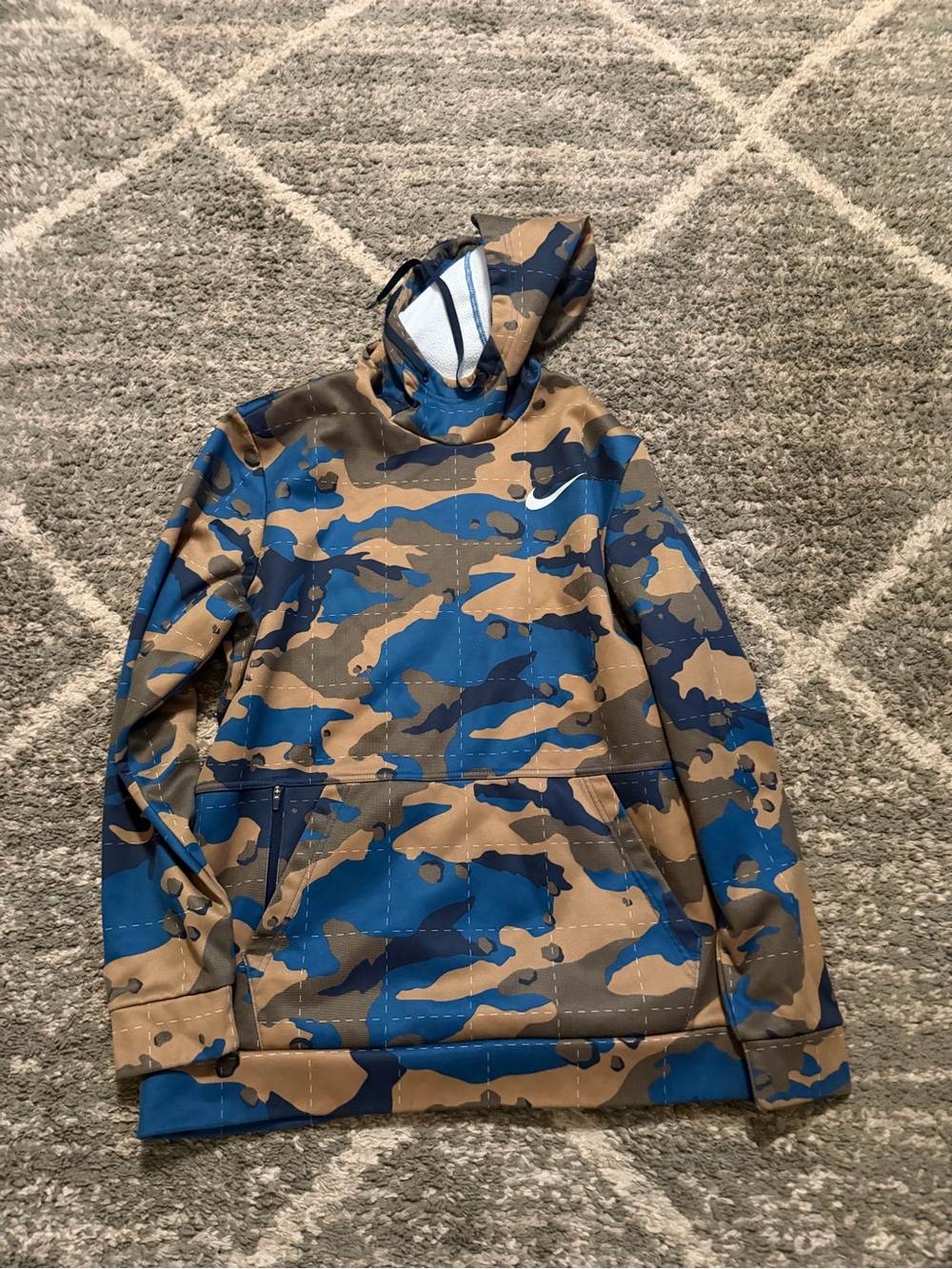 Nike Blue & Tan Camo Pullover Hoodie